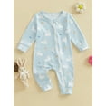 thumbnail image 4 of Baby Toddler Girl Easter Casual Jumpsuit 3 6 12 18 Months Long Sleeve Oblique Zipper Bunny Print Romper, 4 of 9