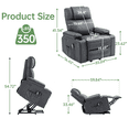 thumbnail image 3 of Power Lift Recliner Chair for Elderly with Heat & Massage, 160° Electric Adjustable PU Leather Recliner Sofa with Remote Control, Stand Assist, Cup Holder & Side Pockets for Living Room (Grey), 3 of 13