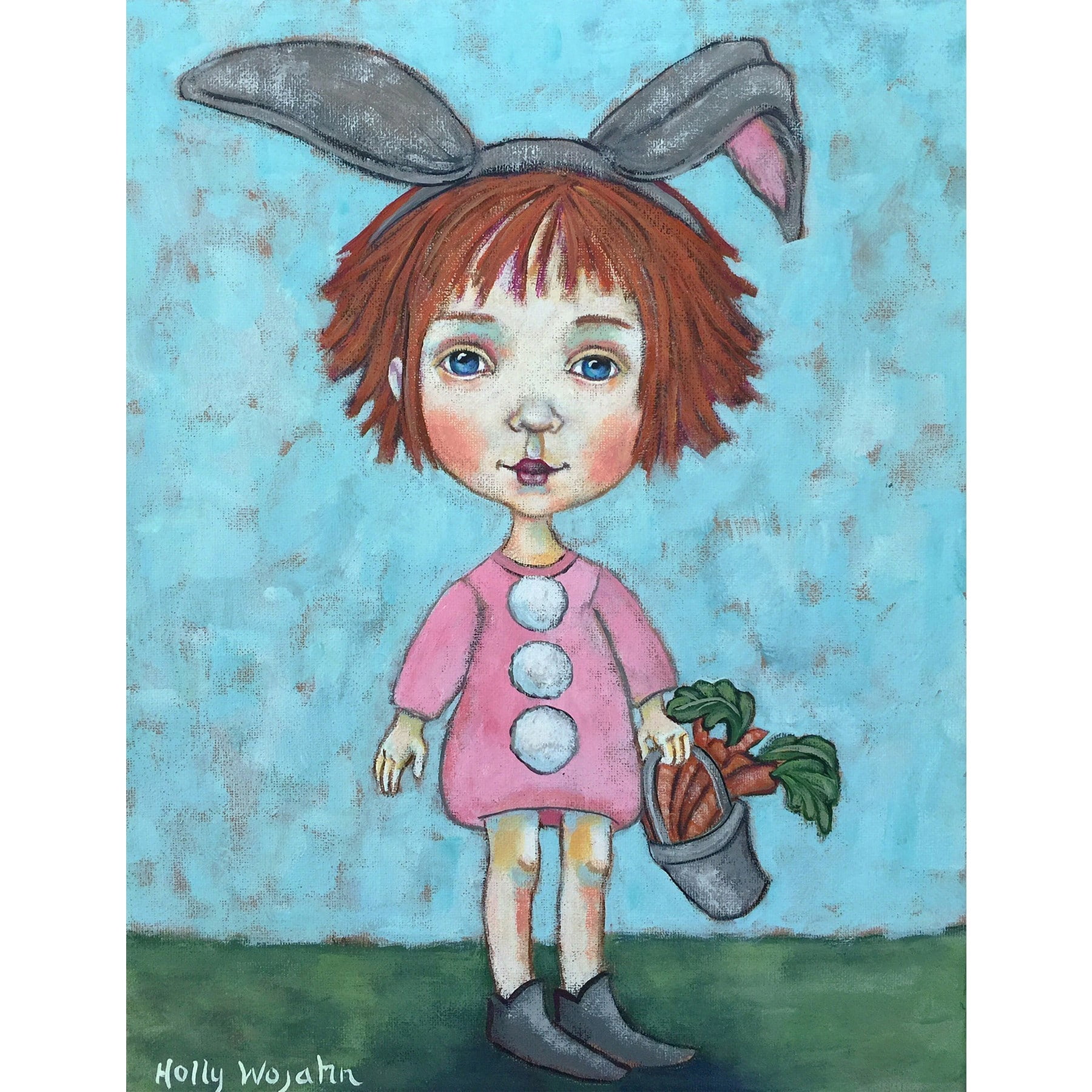 "Cute Rabbit" Painting Print on Wrapped Canvas