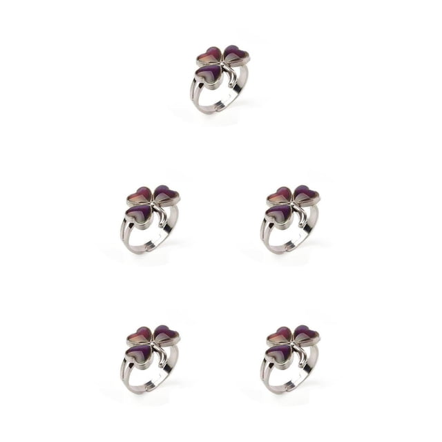 Minnieouse Anillos de humor Temperatura de color cambiante Emoción Sensación Joyería termocrómica Formas múltiples Favores de fiesta de cumpleaños trébol 5piezas Minnieouse CBP230868