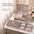 thumbnail image 6 of Casegrace 3 Layer Large Jewelry Storage Box, 2 Drawers Jewelry Organizer Case with Gray Velvet, Lockable Jewellery Holder Display for Earring Rings Necklace Bracelet Watch, Women Girls Kid Gifts, 6 of 9