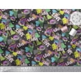 thumbnail image 2 of Soimoi Black Modal Satin Fabric Text,Lips & Heart Printed Fabric 1 Yard 42 Inch Wide, 2 of 3