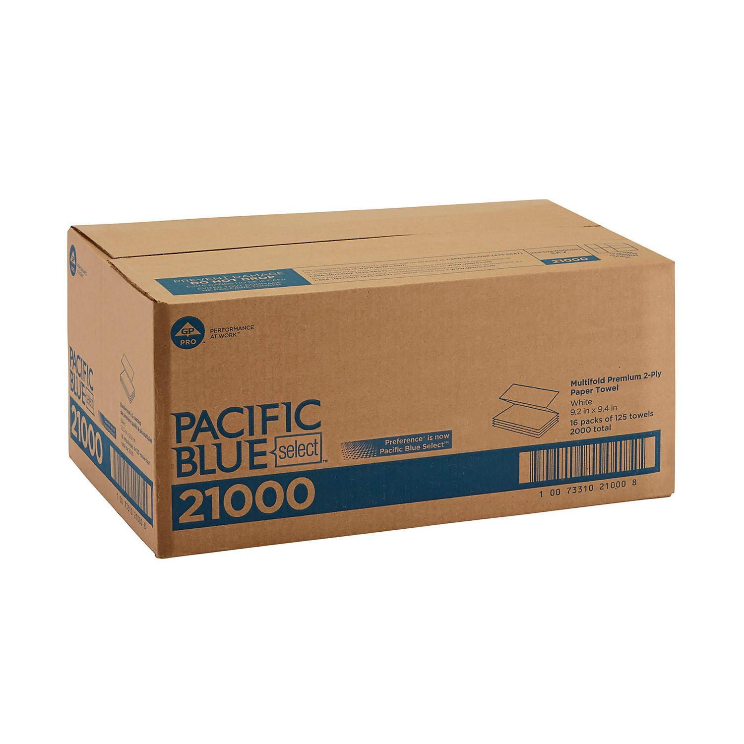 Pacific Blue Select™ Multifold 2-Ply Paper Towels, White, 125 Paper Towels, 16 Packs (21000)