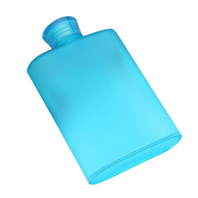 Water Bottle, Reusable Water Bottles - Small , Refillable Flat Memo Rectangle Pocket Drinking Bottle, Slim , 400ml - Blue, Size: 3 Pcs