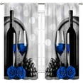 thumbnail image 2 of Farmhouse Kitchen Curtains, Rustic Romantic Blue Rose Floral Country Style Grape Wine Glass Retro Vintage Blackout Window Drapery Treatments for Dining Room Bedroom Living Room 2 Panels, 52"x84" Inch, 2 of 5