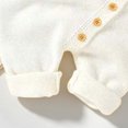 thumbnail image 6 of WUANDIXFA Newborn Fall Outfit Cute Romper Knit Romper with Hat Side Button Long Sleeve Baby Sweater Jumpsuit Preemie Outfit,White,0-3 Months, 6 of 8