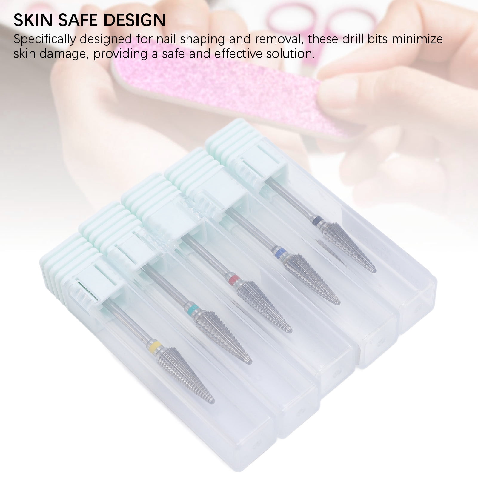 Suodoka 5 Pcs Tungsten Carbide Tapered Nib Nail Drill Bits Set, Professional Manicure Pedicure Polishing Electric File Accessories for Acrylic Gel Natural Nails, Low Vibration Salon Quality Tools