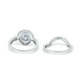 thumbnail image 3 of Simulated Cubic Zirconia Size-10 Two Piece Halo Ring Band Bridal Set 925 Sterling Silver, 3 of 7