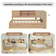 thumbnail image 5 of Holaki 85.4" Twin Size Storage Daybed with Bookcase, 2 Drawers, Upholstered Headboard with Hidden Storage & USB Ports, Wooden L-Shaped Corner Bed for Small Spaces, Natural, 5 of 8