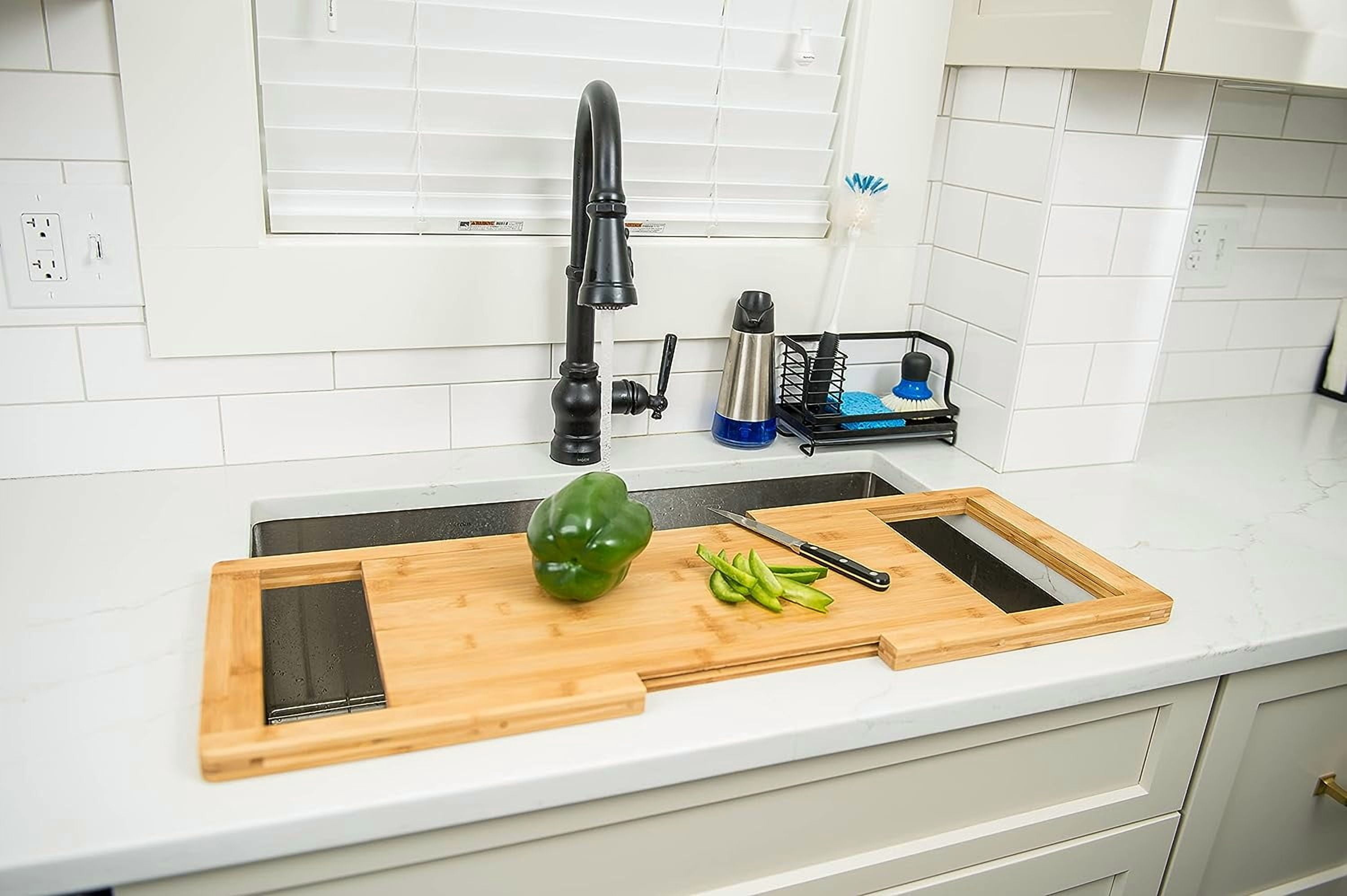 Lipper International Bamboo Over-the-Sink Expandable Cutting Board, 34" x 11 1/2"