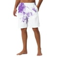 thumbnail image 5 of INSPIRE CHIC Mens Summer Colorful Tie-dyed Pattern Drawstring Elastic Waist Board Shorts 38 Purple White, 5 of 5
