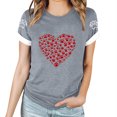 thumbnail image 2 of Soki Women's Short Sleeve Crew Neck Tops Dog Paw Heart Print Short Sleeve Summer Tee, 2 of 4