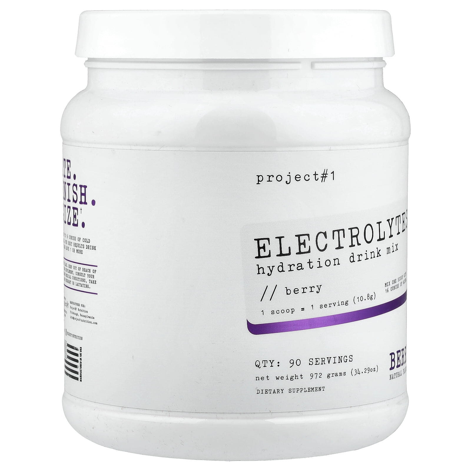 Project 1 Nutrition Electrolytes, Hydration Drink Mix, Berry, 34.29 oz (972 g)