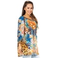 thumbnail image 3 of Sakkas Darsy Women's Pirate Boho Loose Floral Print Top Blouse Long Sleeve Trendy - 561-Blue - L/XL, 3 of 5