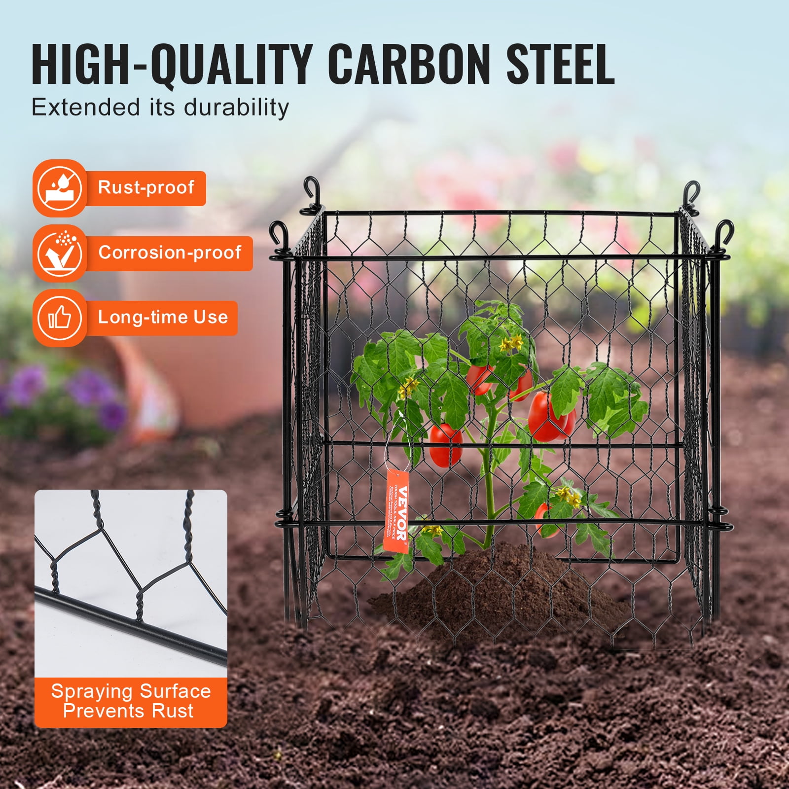 VEVOR 4 pack Plant Protector from Animals, 13.4'' x 13.4'' Chicken Wire Plant Protector, Plant Cages for Outdoor Plants, Flowers & Vegetables, Keeps Bunny Chicken Squirrels Out, 16pcs Metal Mesh