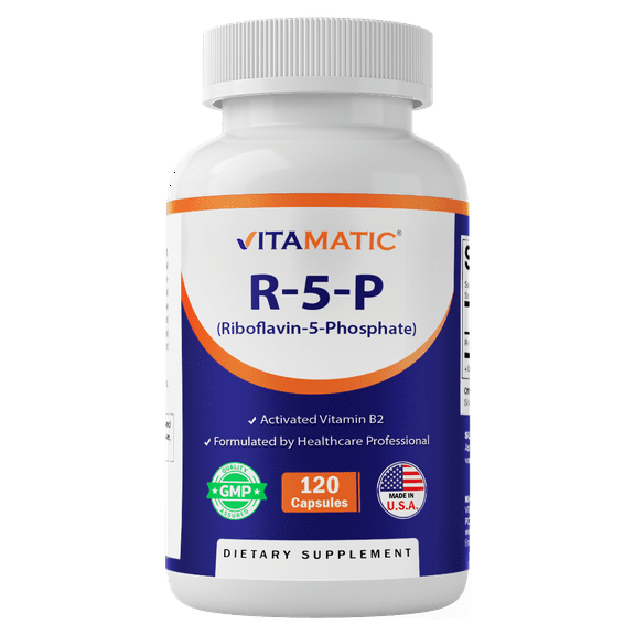 Vitamatic R-5-P Riboflavin-5-Phosphate (Vitamin B2) 50 mg | 120 Capsules | High Potency, Easy-to-Swallow Vegetarian Capsules