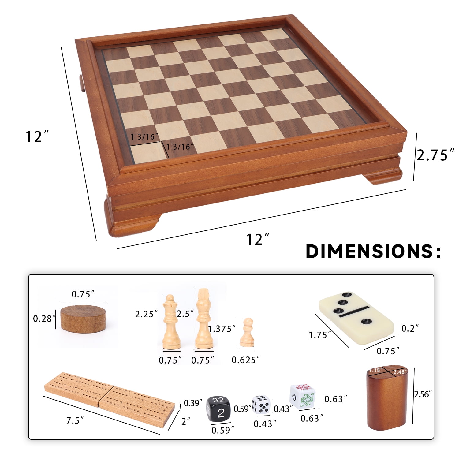 7-in-1 Combo Game by Hey! Play! (Chess, Checkers, Ludo, Dominoes