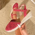 thumbnail image 2 of CYMMPU Women's Lace Crochet Ankle Strap Espadrille Wedge Sandals, Closed Toe Buckle Beach Footwear Hot Pink 38, 2 of 7