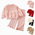 thumbnail image 2 of TOWED22 Toddler Girl Fall Winter Outfits Clothing Long Sleeve Crewneck Top and Joggers Pants Cute Print Clothing Set 2 Piece(Pink,5-6 Y), 2 of 9