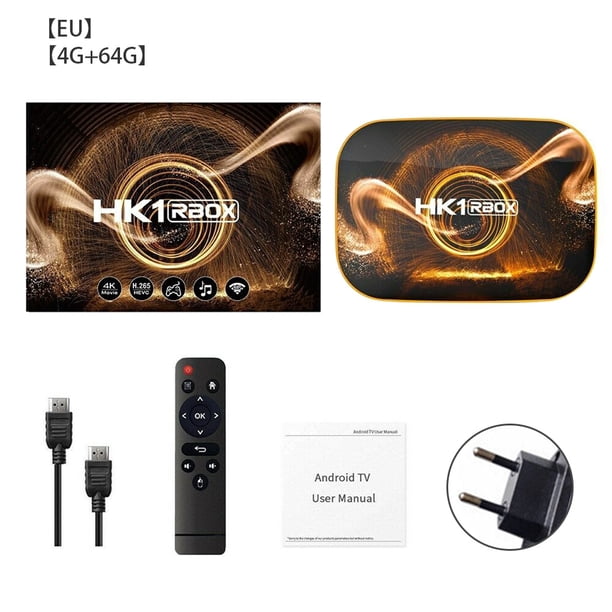 TV Box 4K HD Control remoto TV Box WiFi Reemplazo de reproductor multimedia de cuatro núcleos para Android 10.0, enchufe de la UE, 4G + 64G Monstrate EL000916-02B