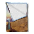 thumbnail image 2 of Southwestern Soft Flannel Fleece Throw Blanket, Cartoon Canyon Landscape with Distant Forest Tree Silhouettes National Park, Cozy Plush for Indoor and Outdoor Use, 70" x 90", Multicolor, by Ambesonne, 2 of 5