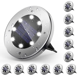CHARKEE Solar Ground Lights, 12 Pack 8 LED Disc