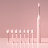 ZFYXGS Electric Toothbrush for Adults, 8 Brush Heads and 6 Modes, Pink, IPX7 Waterpoorf