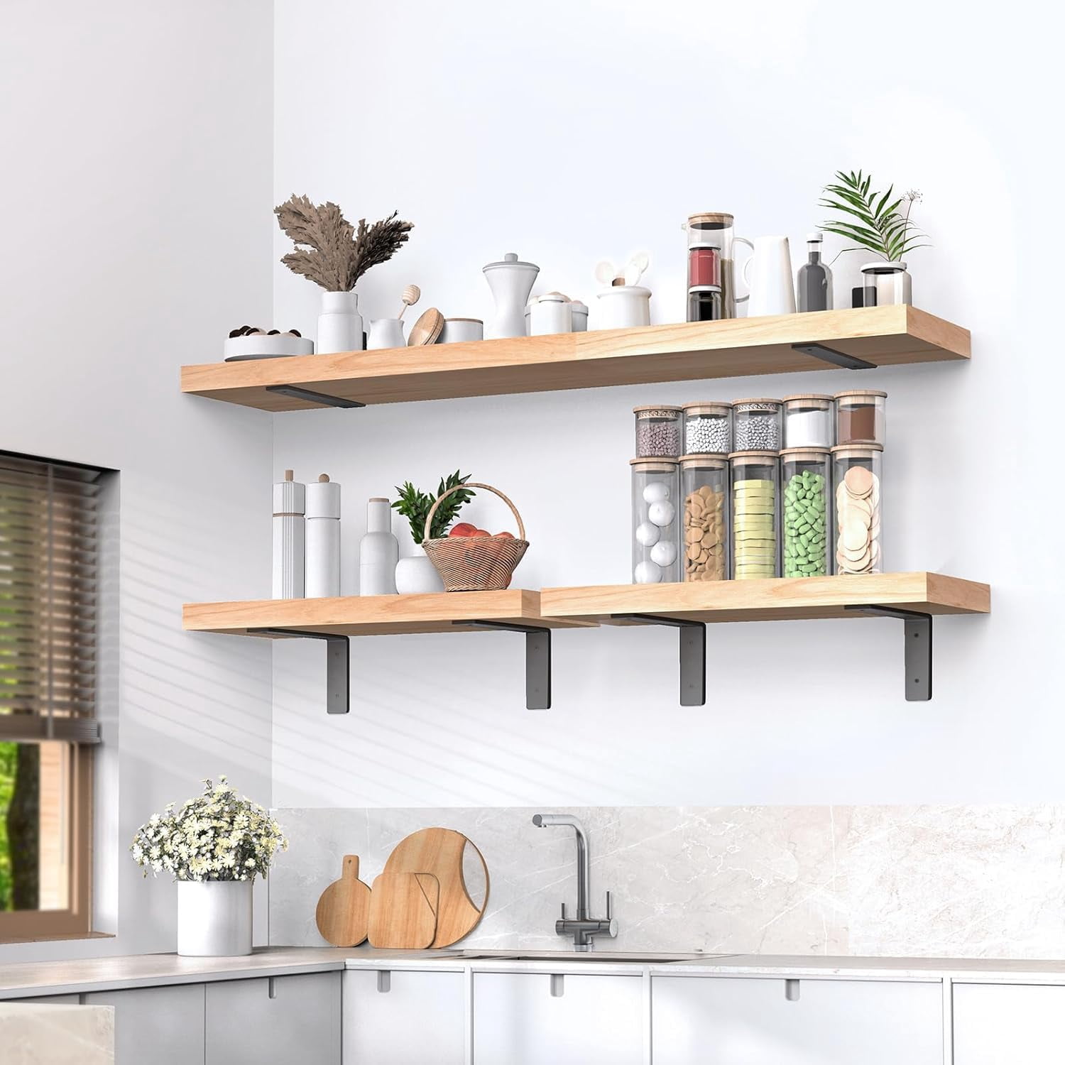 Heavy Duty Shelf Brackets 10 Inch  6 Pack Floating L Wall Bracket For Diy Decorative With Mounting Hardware
