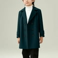 thumbnail image 5 of CheerKidz Childrens Solid Color Faux Wool Blend Coat Medium To Large Kids Button Front Long Sleeve Jacket Winter Warm Casual Outfit With Pockets(Green#1,5 Years), 5 of 5