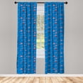 thumbnail image 4 of Ambesonne Tropical Window Curtains, Flying Flamingos Pattern, Each 28" W x 95" L, Azure Blue and Dark Coral, 4 of 4