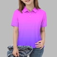 thumbnail image 2 of QIUOMBBP Gradient Polos Shirts for Kids Short Sleeve School Uniform Casual Button Collar Mesh Tops Summer Golf Shirts, Hot Pink, 140, 2 of 8