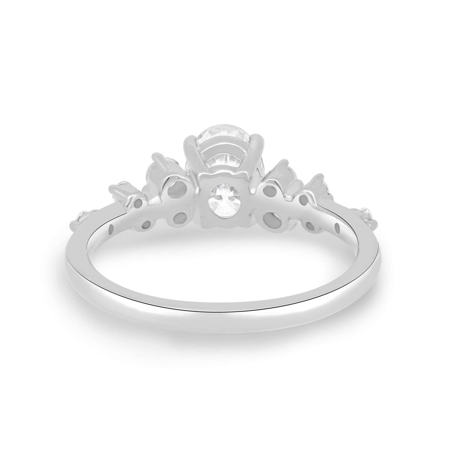 ESTE ORIGIN 1.25ct Oval Moissanite Engagement Ring with Accent Stones – 14K White Gold Promise Ring for Women, US 9.