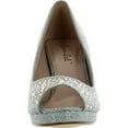 thumbnail image 3 of Bonnibel Olga-7 Round Toe Glitter Mesh Rhinestone Studded Low Platform Pump Heels, 3 of 4