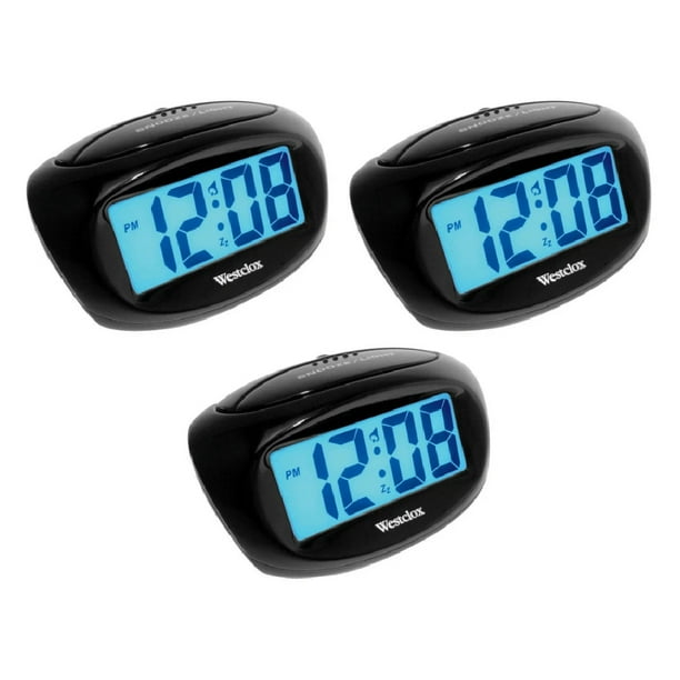 Westclox Lcd Digital Alarm Clock 70043 Easy To Read Blue Backlight Plastic Black 3 Pack Com Westclox Lcd Digital Alarm Clock 70043, How To Set Up A Westclox Alarm Clock