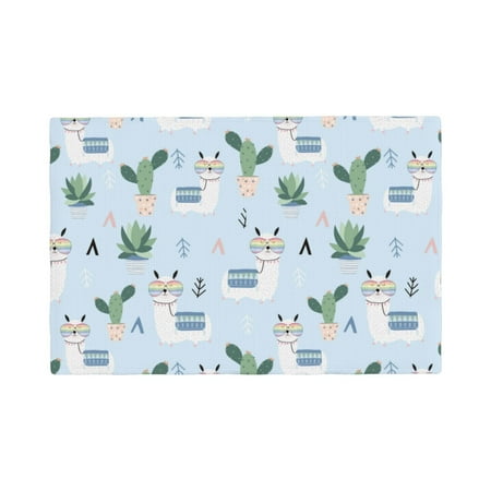 

Placemats Set of 4 / 6 cute llama alpaca glasses cactus blue Placemats for Dining Table Indoor/Outdoors Heat Resistant Washable Placemats 18 x 12