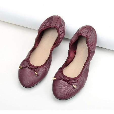 Elecsop Ballet Flats Shoes for Women  Bow Round Toe Flats for Women  Comfortable and Lightweight Women s Flats