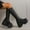 Black, variant on Jsaierl Knee High Boots for Women Gogo Boots 70s Boots,Leather Square Toe Chunky Heel Platform Dress Boots, Fashion Long Chunky Tall Gogo Boots for Fall