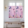 thumbnail image 2 of Pink Flower Bathroom Window Curtain, Spring Floral Butterfly Elegant Pastoral Birds Light Filtering Coffee Kitchen Curtains, Bedroom Living Room Curtains 2 Panel 84"x45", 2 of 6