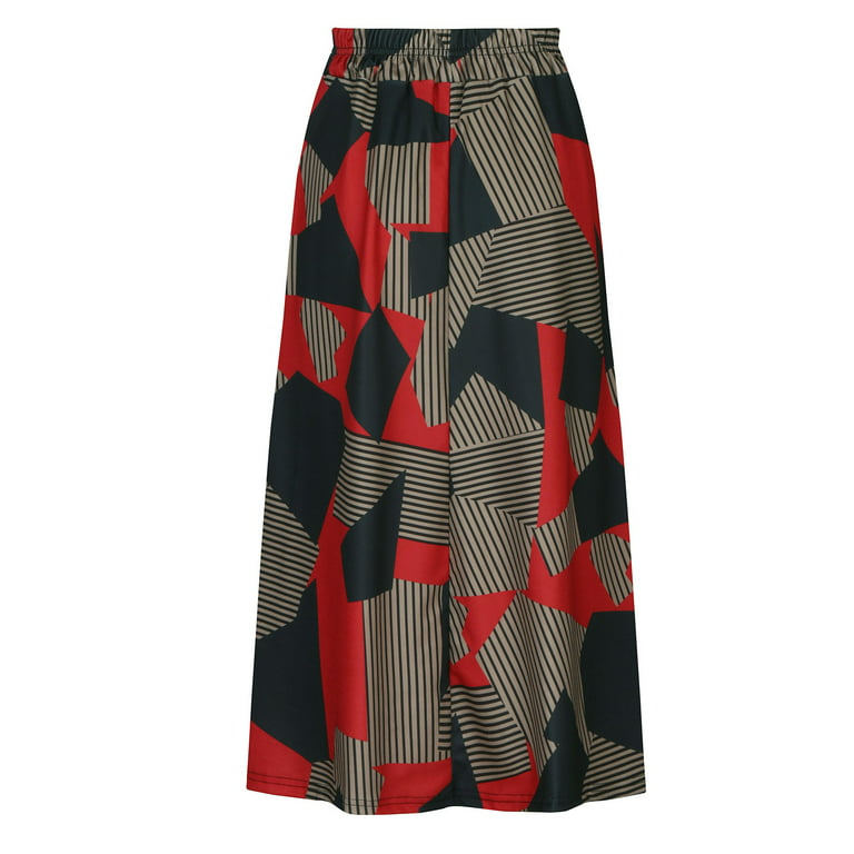 JDEFEG Skirt Patterns for Sewing Women Womens Waist Long Skirt Stripe Hight  Fashion Maxi Skirt Kayak Spray Skirt Large Shorts Skirts for Women Red L
