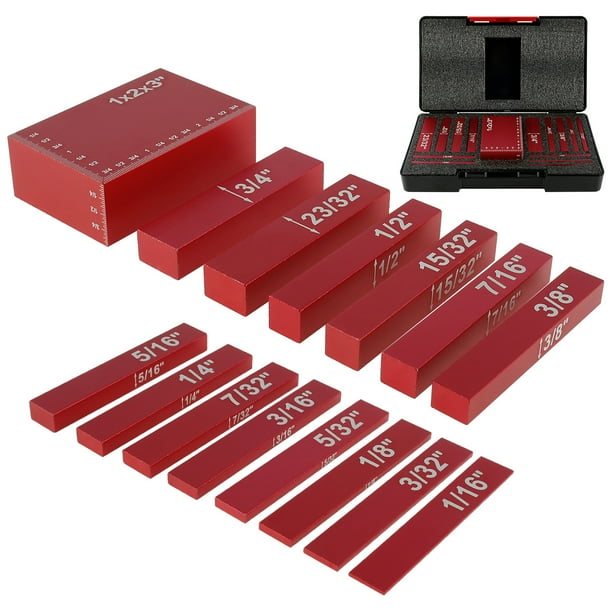 Littleduckling 15pcs Gauge Block Set Aluminum Alloy Height Gauge Block High Precision Setup Bars
