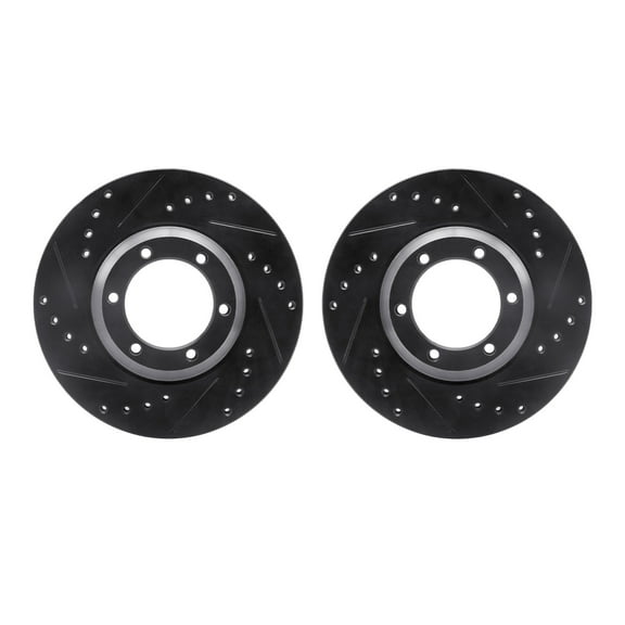 Dynamic Friction Company Front Brake Rotors-Drilled and Slotted-Black 8002-37006
