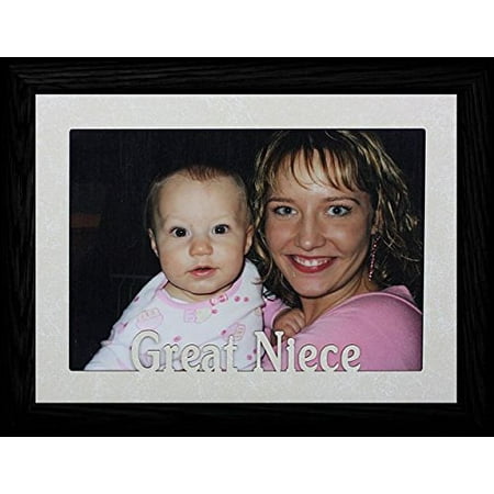 Black Laser Cut 5X7 Jumbo ~ Great Niece Landscape Picture Frame ~ Laser Cut Cream Marbled Mat With Black Frame ()