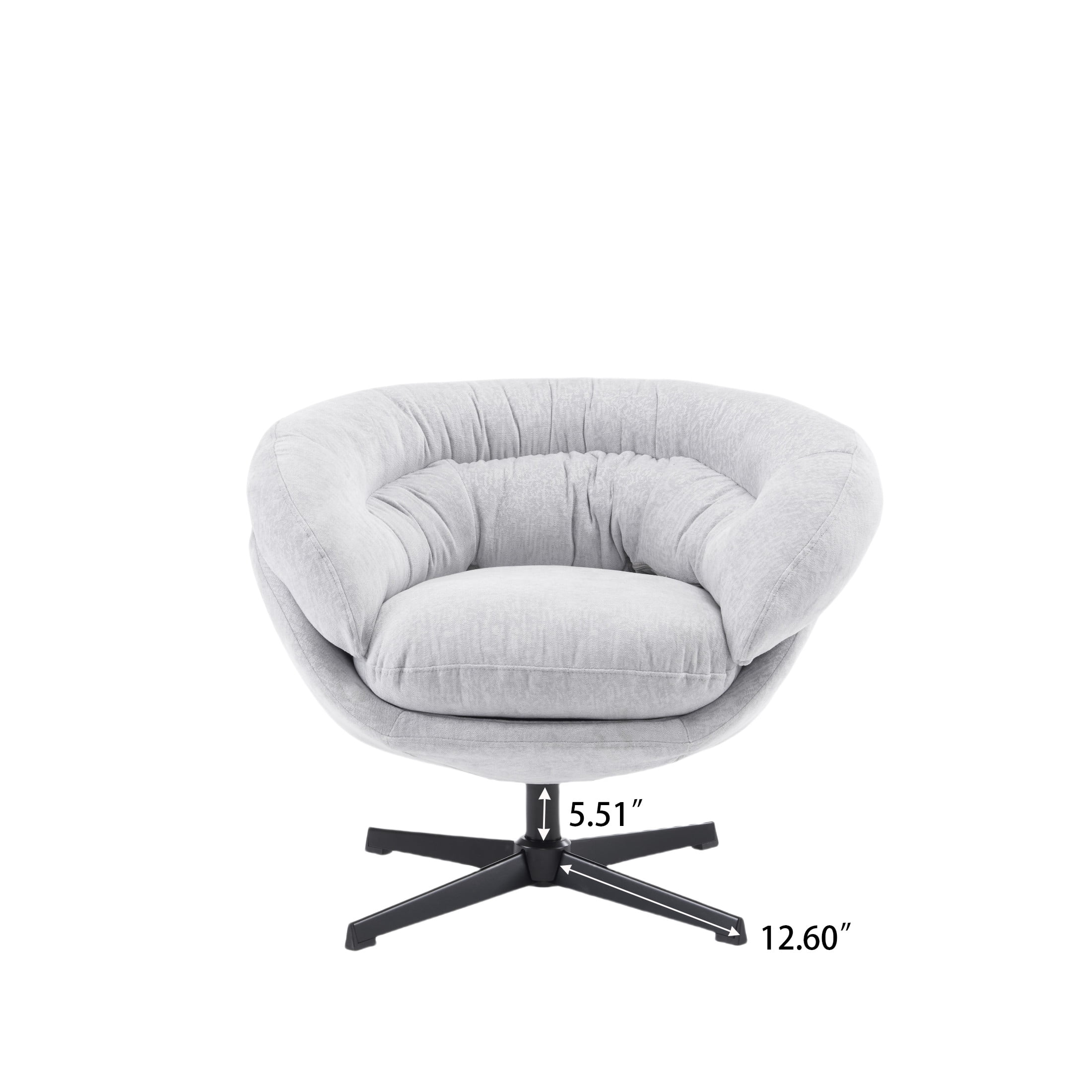 Contemporary Ergonomic Upholstered Chenille 360° Swivel Club Chair with Metal Base, Gray