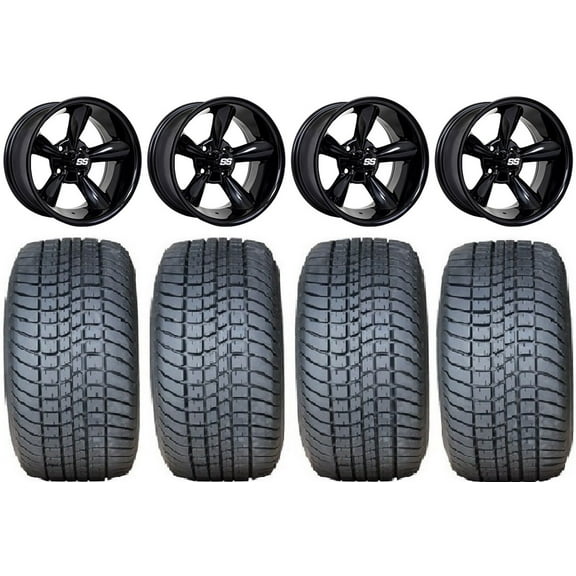 GTW Godfather 12" Golf Cart Wheels Black 225x35 Lo Pro Tires E-Z-GO & Club Car