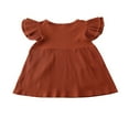 thumbnail image 2 of Kid Baby Girls Dress Solid Ruffles Sleeve Pocket Knee Length A-Line Dress, 2 of 6