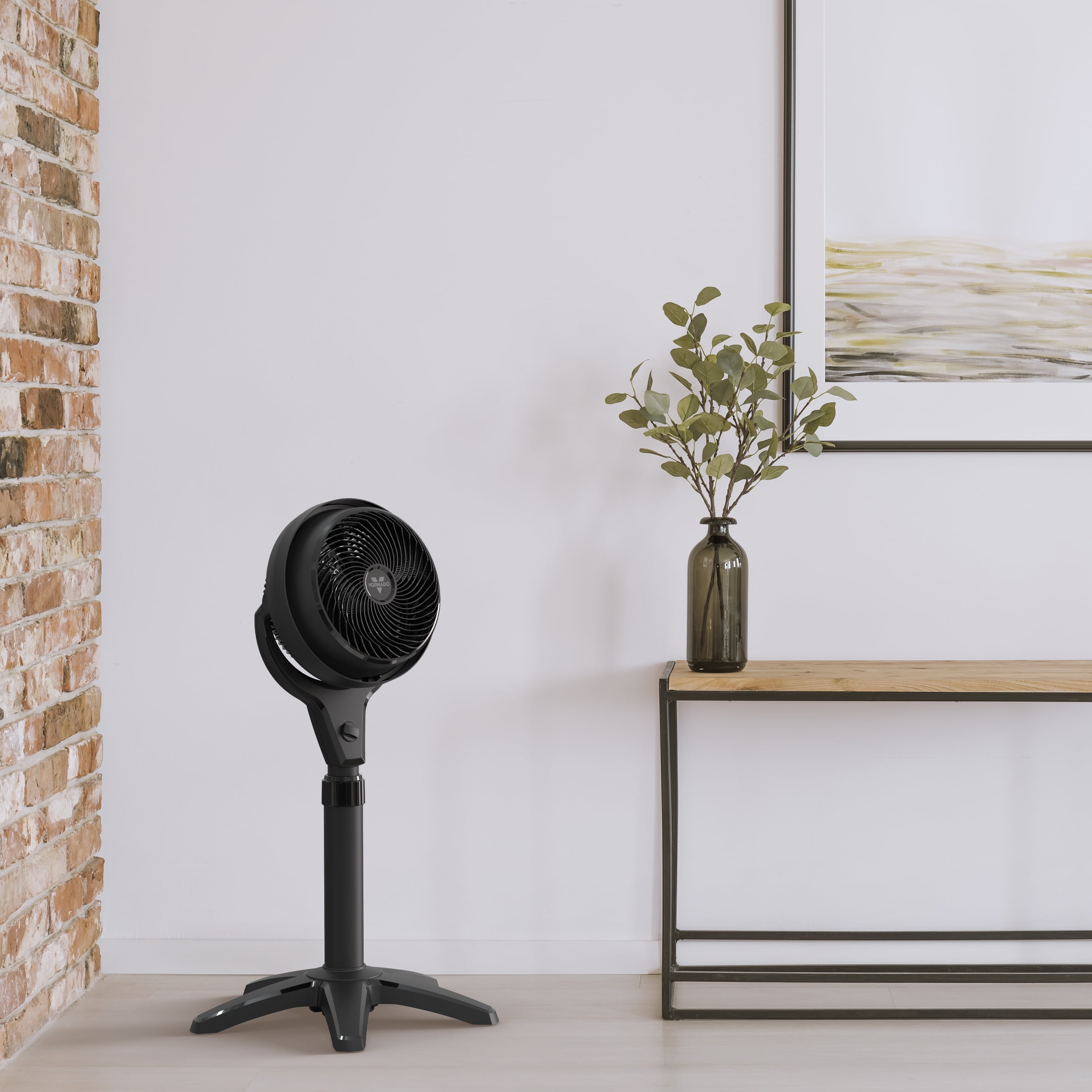 Vornado 602 Whole Room Air Circulator Pedestal Fan with 3 Speeds, Adjustable Height, Personal, Black