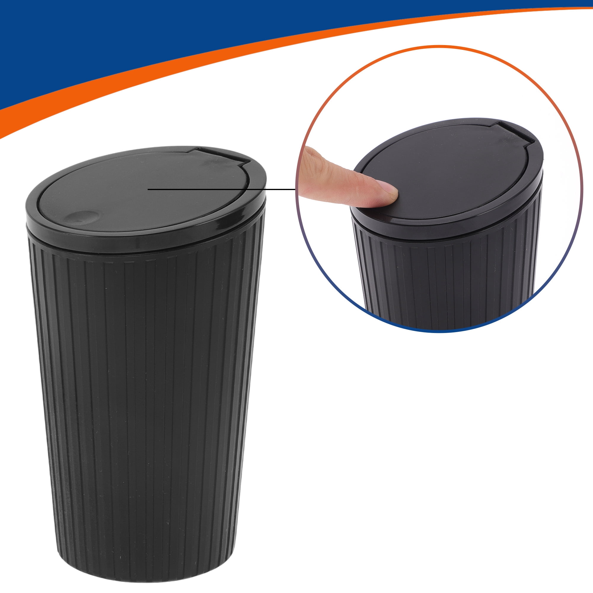 Unique Bargains Car Trash Can Trash Bin Portable 3.2x6.3in Height Plastic Black