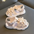 thumbnail image 6 of BLTIBY Baby Girls Sandals Summer Shoes Rubber Sole Infant Toddler Flower First Walkers Non-slip Outdoor Breathable Shoes Beige 2-3 Years, 6 of 7