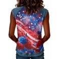 thumbnail image 6 of Tank Tops for Women Diagonal Stripe Star Round Neck Sleeveless Shirts Casual Loose Fit Trendy Patriotic Camisole Blouse Dark Blue S, 6 of 6