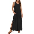 thumbnail image 5 of gakvbuo Summer Tank Dress For Women Maxi Dress Sundress Womens Summer Casual Beach Sleeveless V-Neck Long Dress, 5 of 9